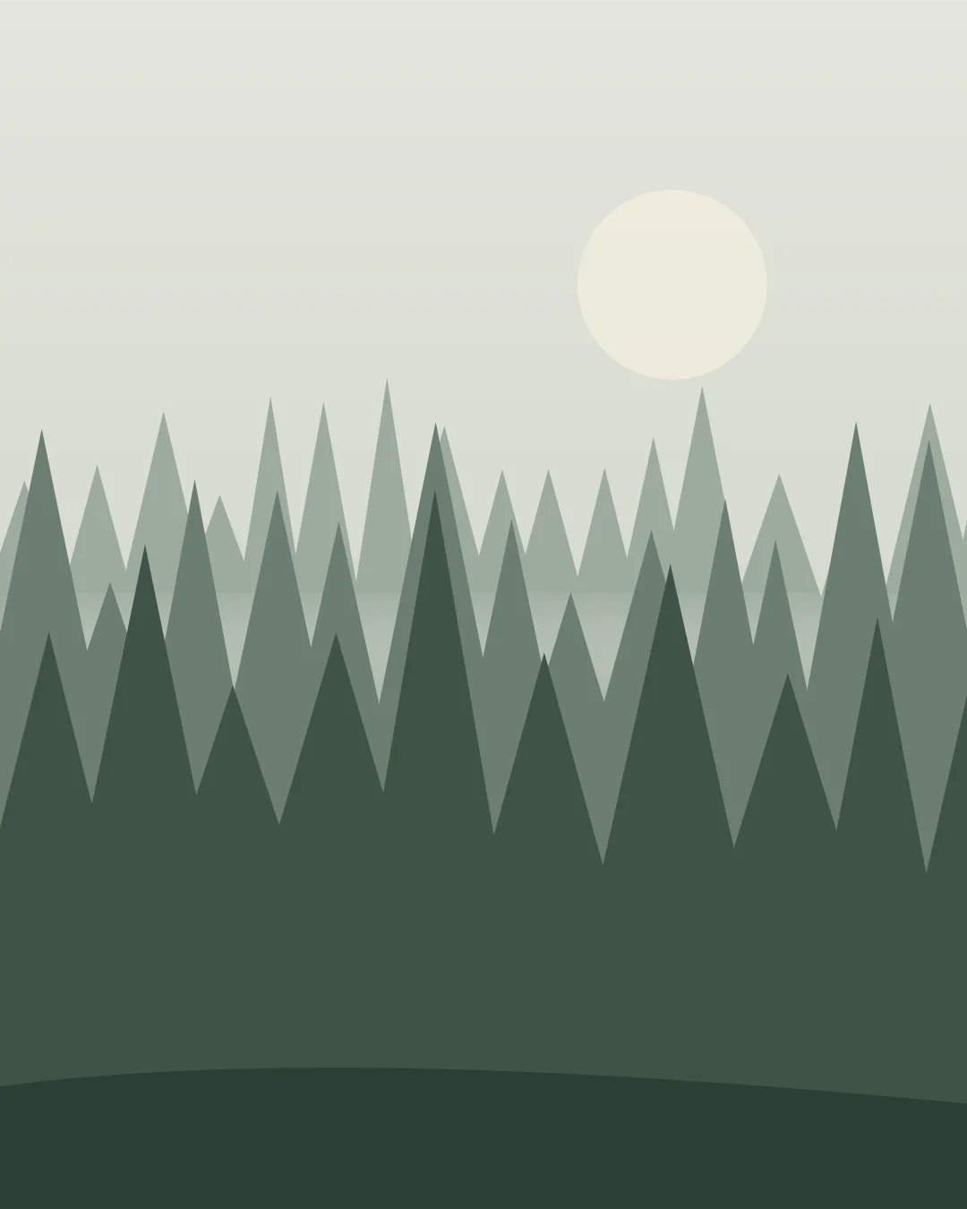 Illustration af nordisk fyrreskov.